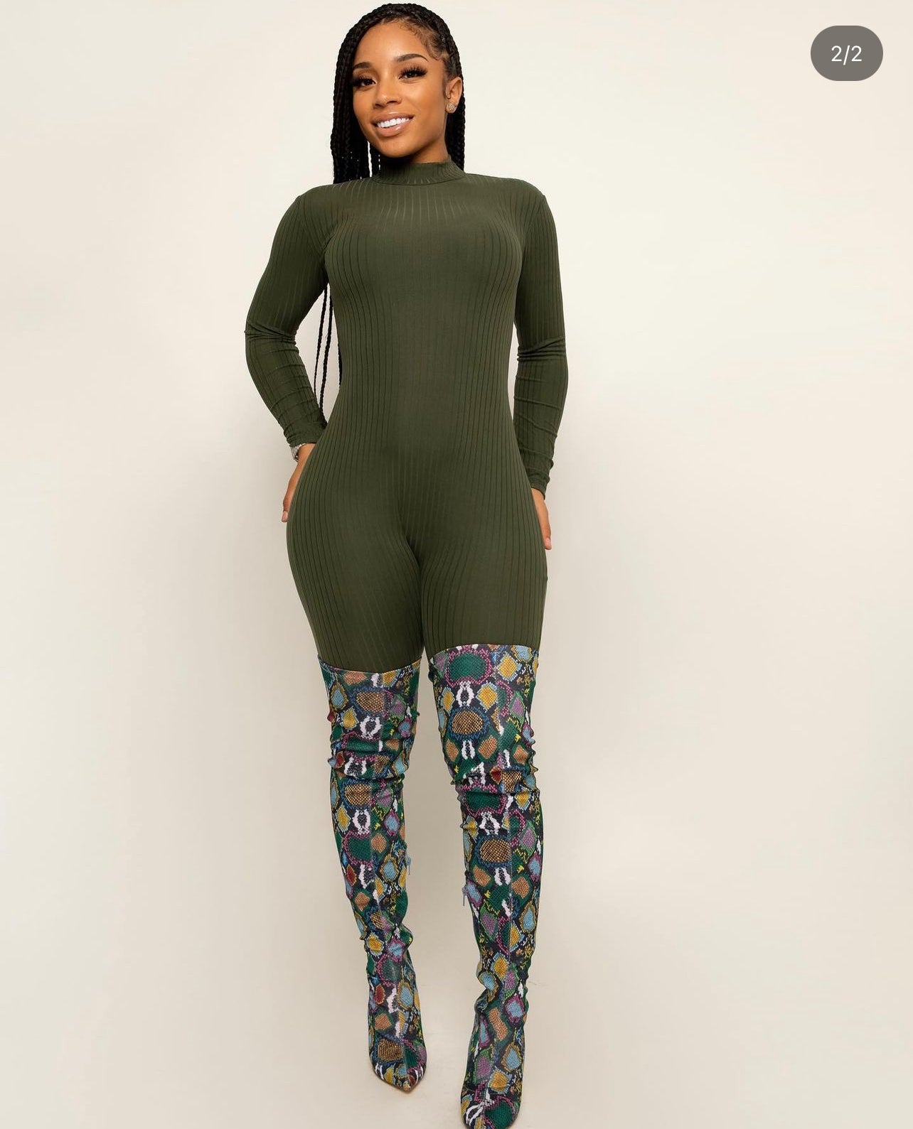 Ribbed Jumpsuit (Olive)