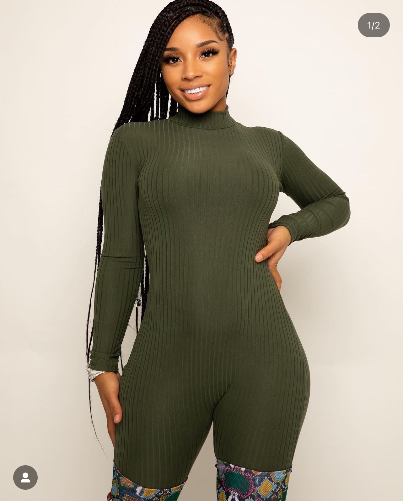 Ribbed Jumpsuit (Olive)