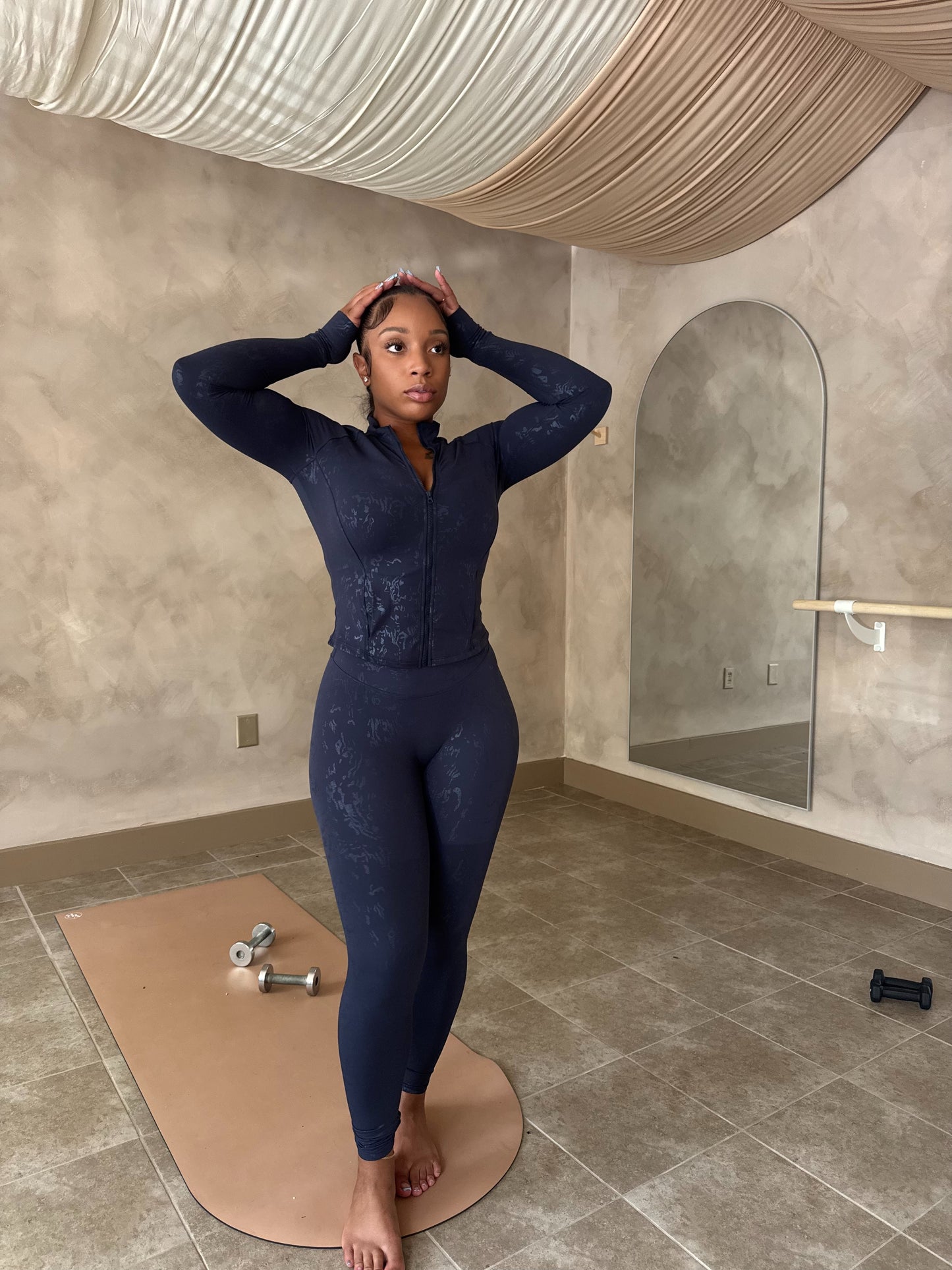Navy Gold Foil Performance Set – Jacket & Leggings Combo