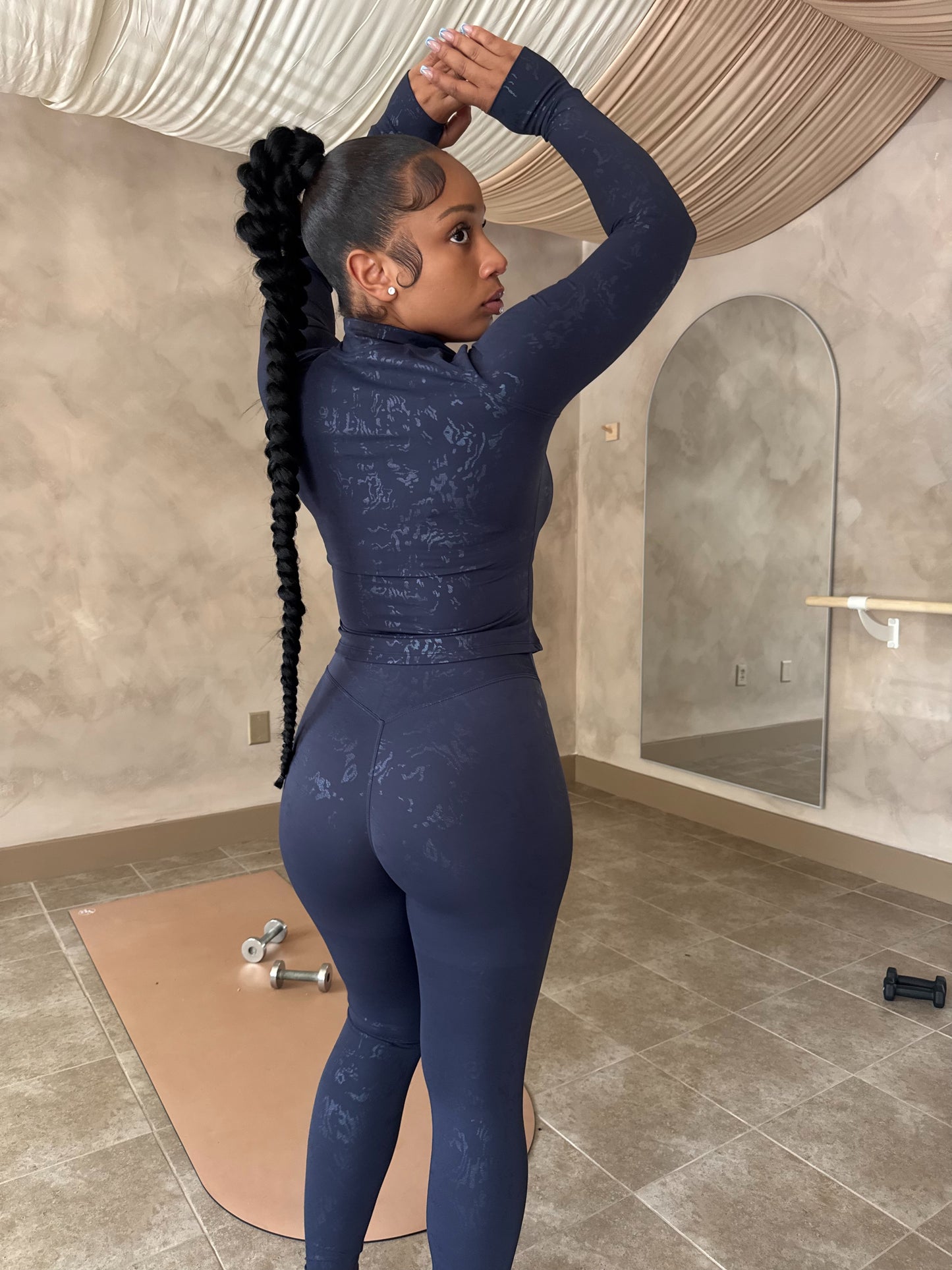 Navy Gold Foil Performance Set – Jacket & Leggings Combo
