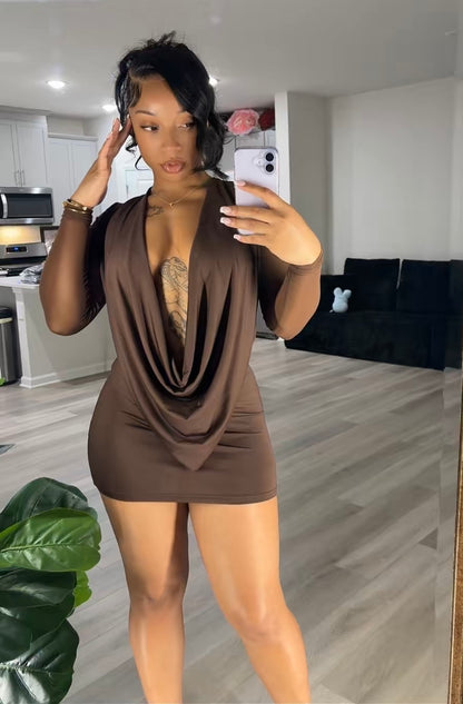 Cowl Neck Mini Dress