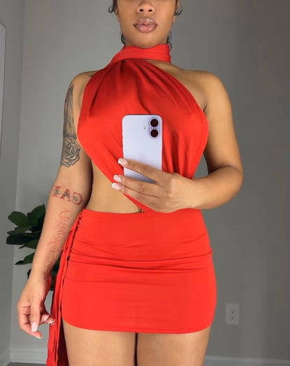 Scarlet Drape Mini Dress