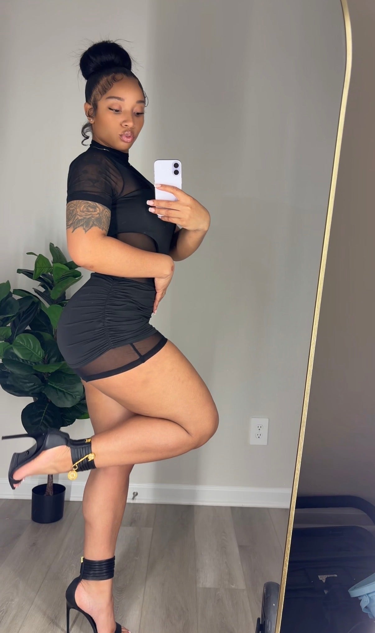 Midnight Illusion Mesh Romper Dress