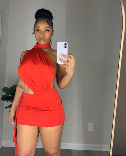 Scarlet Drape Mini Dress
