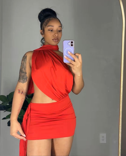 Scarlet Drape Mini Dress