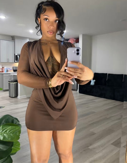 Cowl Neck Mini Dress