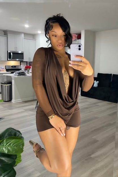 Cowl Neck Mini Dress