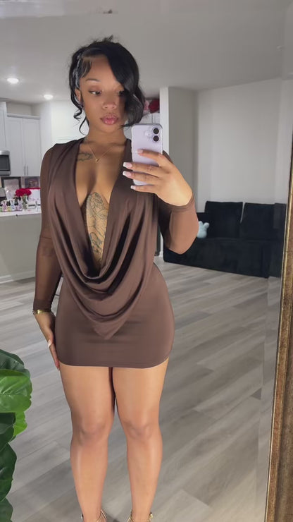 Cowl Neck Mini Dress