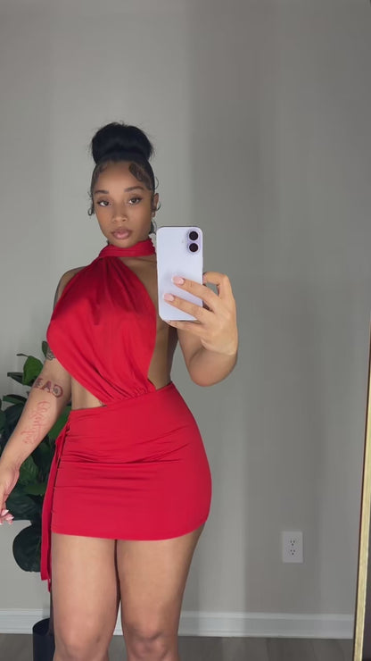Scarlet Drape Mini Dress